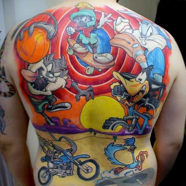 Male Looney Tunes Tattoo Ideas Full Back