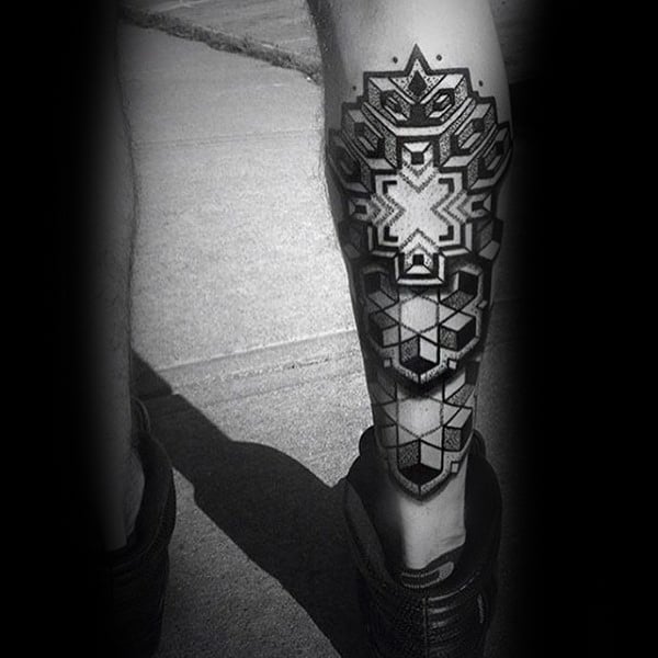 Male Lower Legs Amazing Dotwork Tattoo