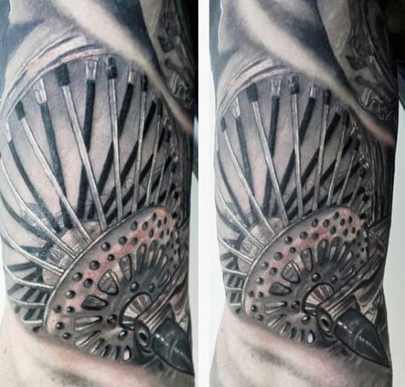 Male Motorcycle Wheel Spokes Tattoo Art