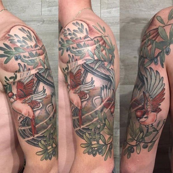Male Olive Tree Tattoo Design Inspiration Half Sleeve