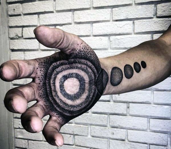 Male Palms Dotwork Spherical Tattoo