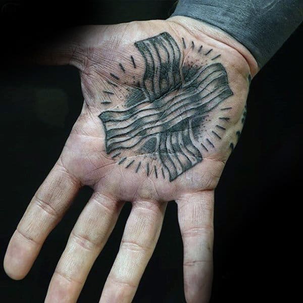 Male Palms Grey Bacon Tattoo