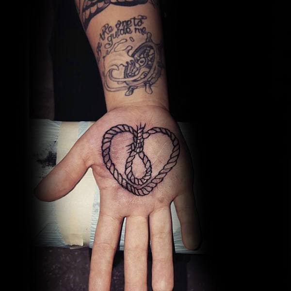 Male Palms Heart Shaped Rope Tattoo