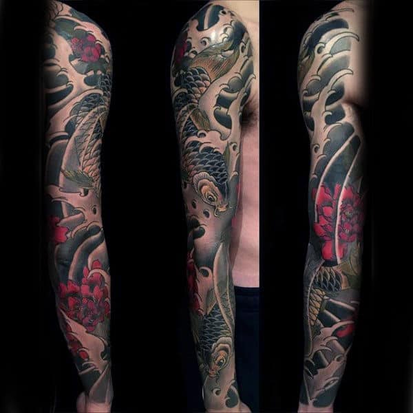 Male Phenomenal Japanese Sleeve Tattoo