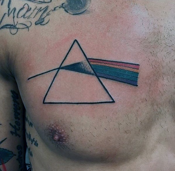 Male Pink Floyd The Dark Side Of The Moon Tattoo Upper Chest