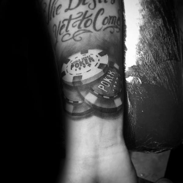 Male Poker Chip 3d Wrist Tattoo Design Inspiration