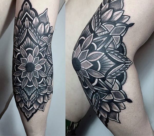 Male Polynesian Elbow Tattoo