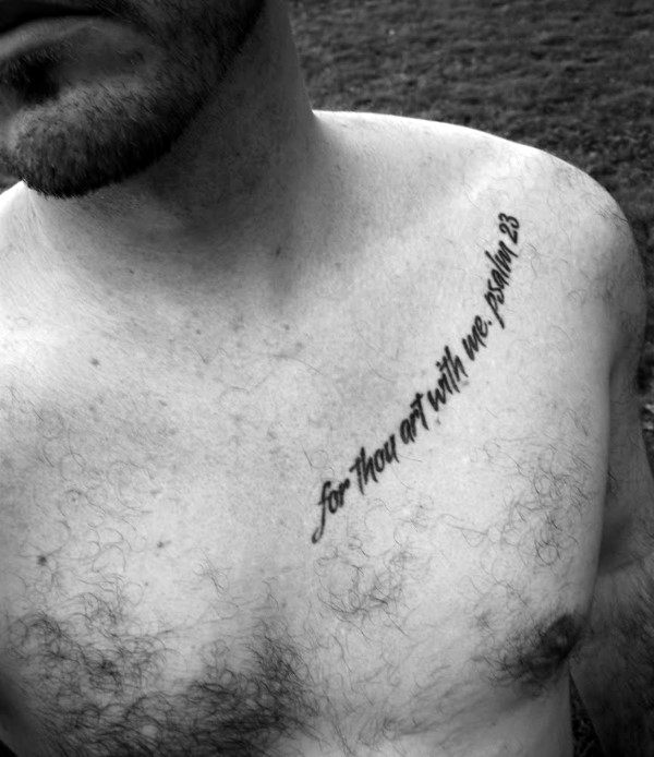 Male Psalm 23 Collar Bone Tattoo Ideas