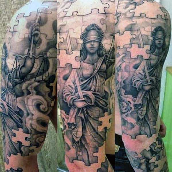 Male Puzzle Tattoo Designs Full Sleeve