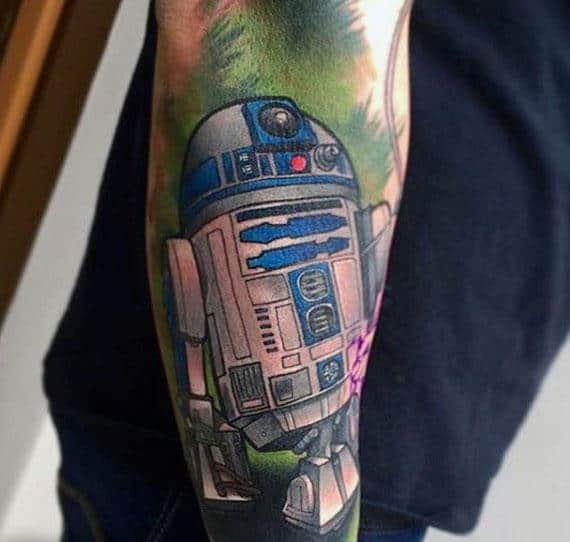 Male Rd2d Arm Sleeve Tattoo Design Inspiration