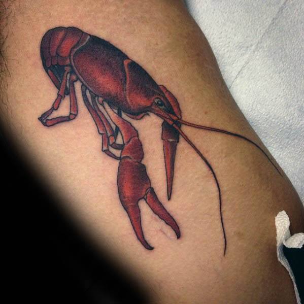 Male Red Crawfish Arm Tattoo Ideas