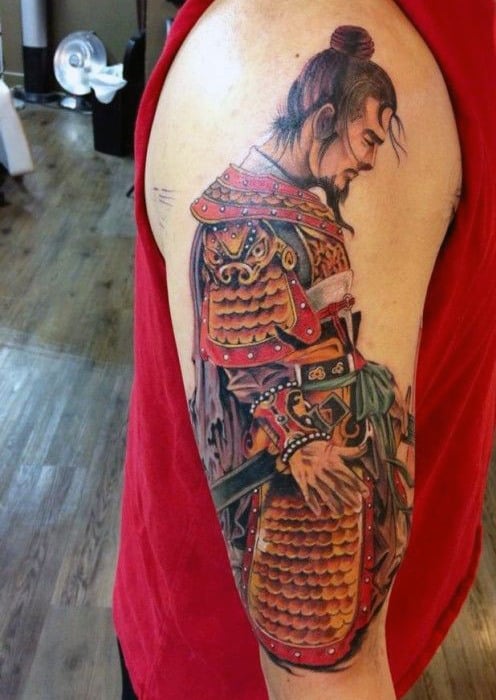 Male Samurai Head Tattoo