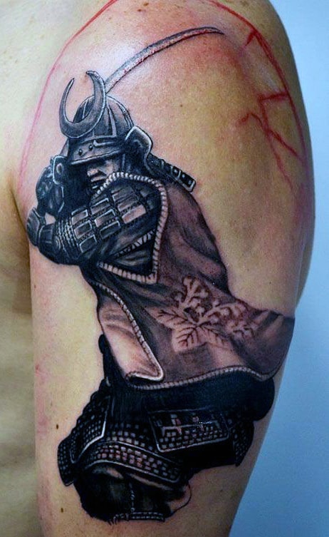 Male Samurai Warrior Arm Tattoo