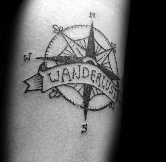 Male Simple Compass Themed Tattoo Inspiration