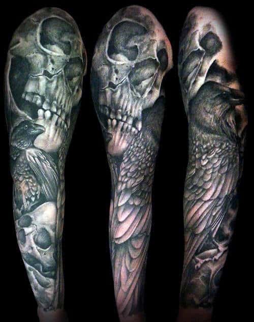 Male Sleeve Tattoos Of Skulls