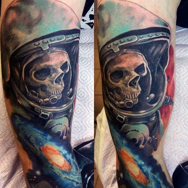 Male Sleeves Eerie Astro Skull Tattoo