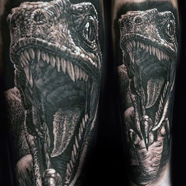 Male Sleeves Prehistoric Dinosaur Tattoo