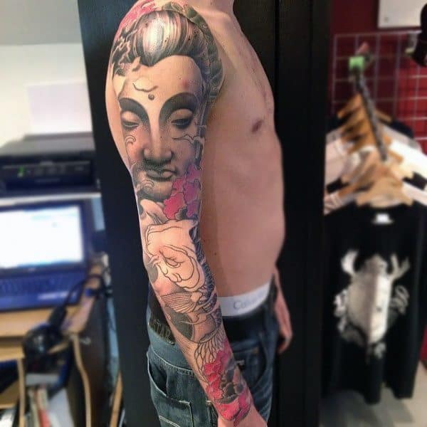 Male Sleeves Religious Budhha Tattoo
