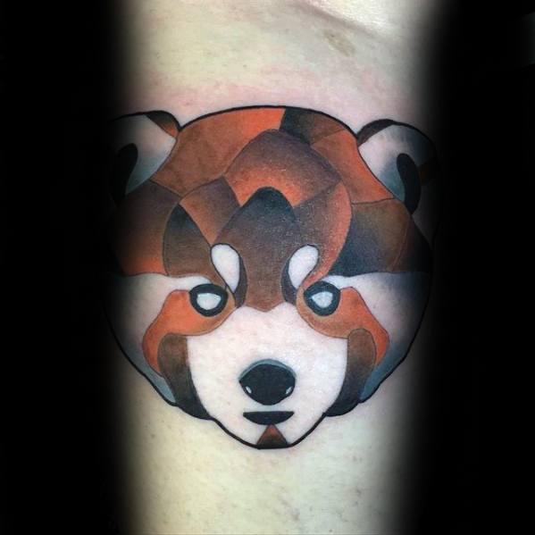 Male Small Geometric Red Panda Tattoo Design On Arm