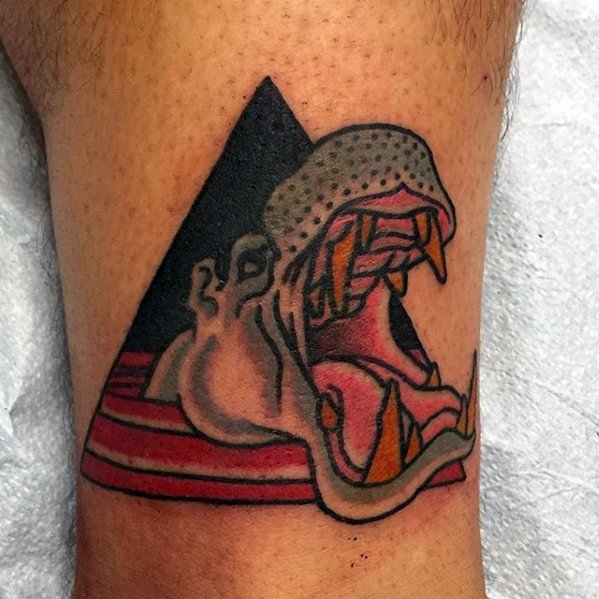 Male Small Triangle Leg Hippo Tattoo Ideas