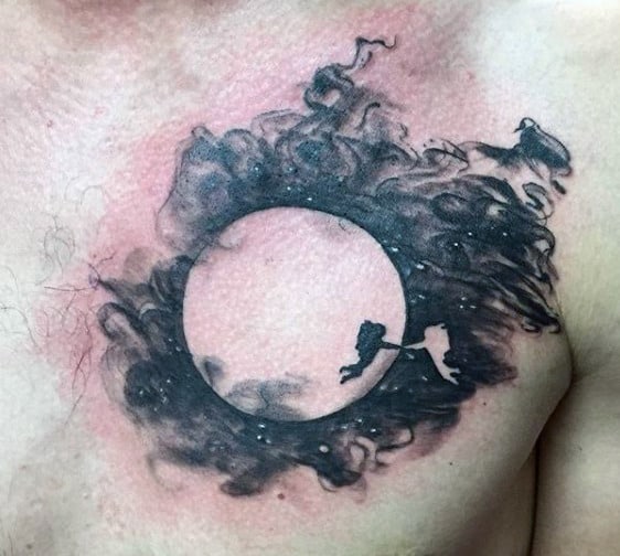 Male Smoke Design Tattoos On Chest