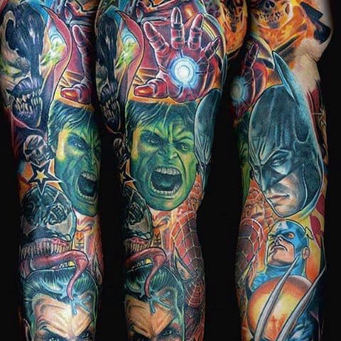 Male Stunning Hulk Tattoo Full Sleeves