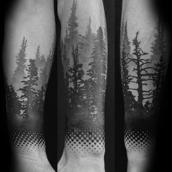 Male Tattoo Ideas Tree Line Themed