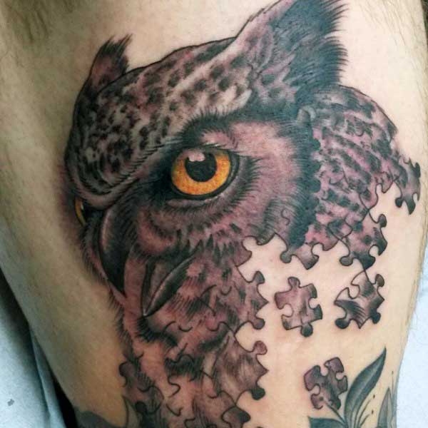 Male Tattoo Puzzles Of Owl