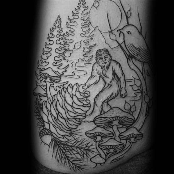 Male Tattoo With Bigfoot Design