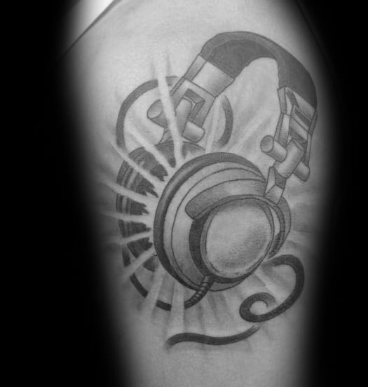 Male Tattoo With Headphones Design On Arm