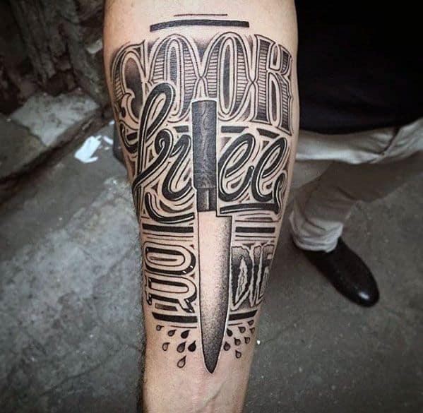 Male Tattoo With Typography Design Inner Forearm