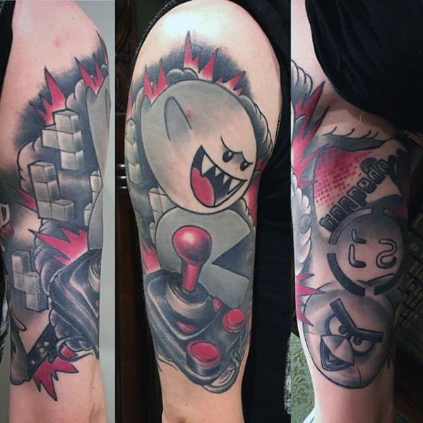 Male Tetris Half Sleeve Tattoo Ideas