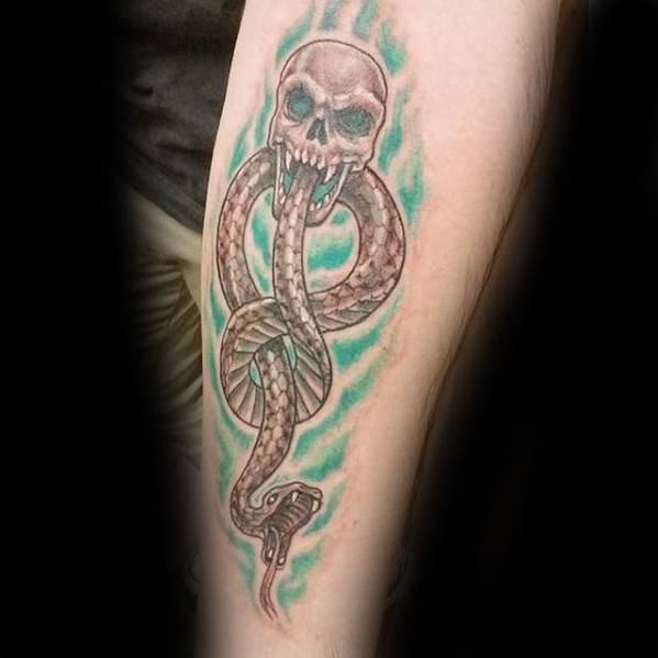 Male The Dark Mark Tattoo Inner Forearm