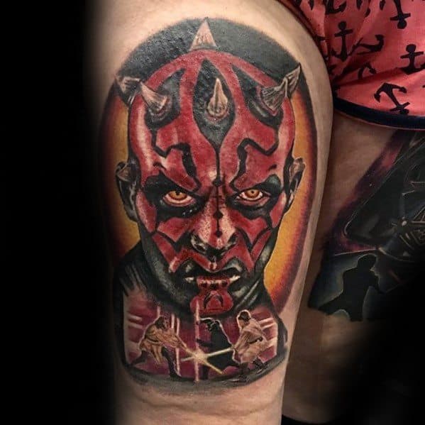 Male Thigh Darth Maul Tattoo Ideas