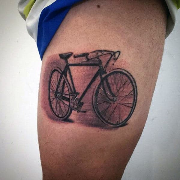 Male Thighs Bicycle Tattoo