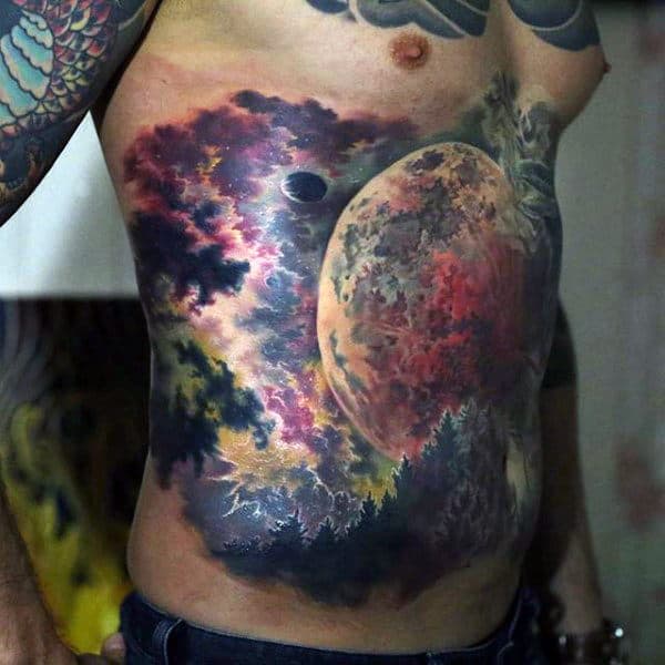 Male Torso Astronomy Tattoo