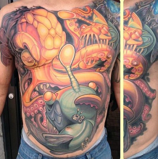 Male Torso Brilliant New School Tattoo