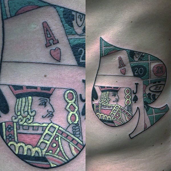 Male Torso Fluroscent Ace Jack Tattoo