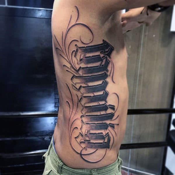 Male Torso Graphical Black Font Family Tattoo
