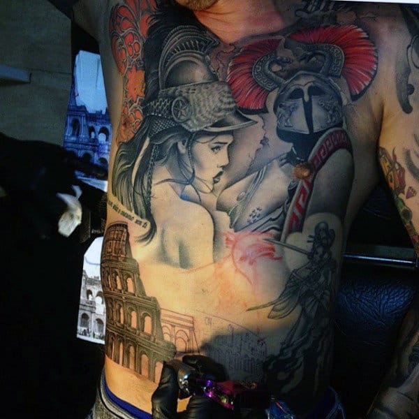 Male Torso Interesting Roman Tattoo