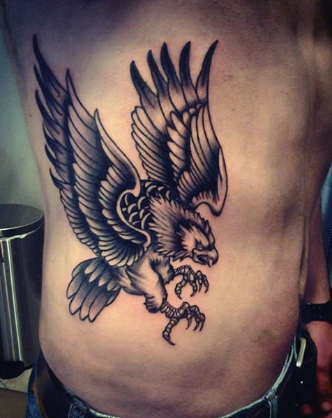 Male Torso Sharp Clawed Bald Eagle Tattoo