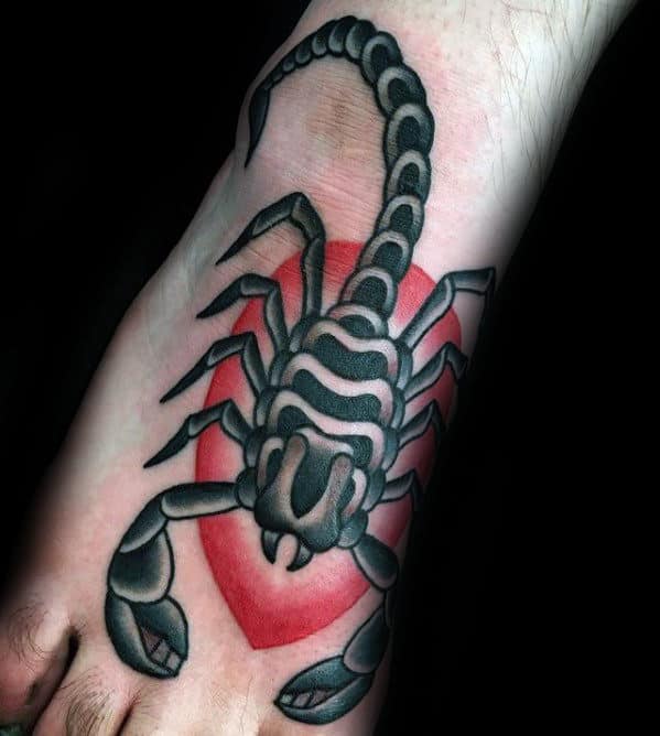 Male Traditional Foot Scorpion Tattoo Ideas