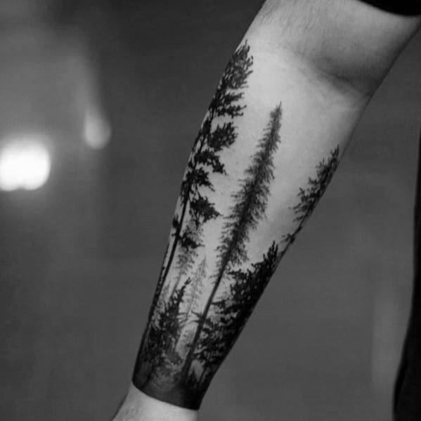 Male Tree Line Themed Tattoo Inspiration