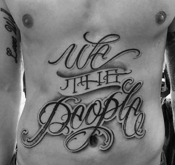 Male Typography Tattoo Design Inspiration Chest