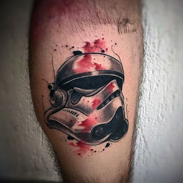 Male Unique Watercolor Tattoo On Calves