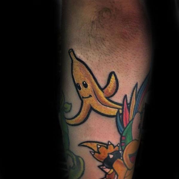 Male Video Game Mario Kart Banana Tattoo Design Inspiration