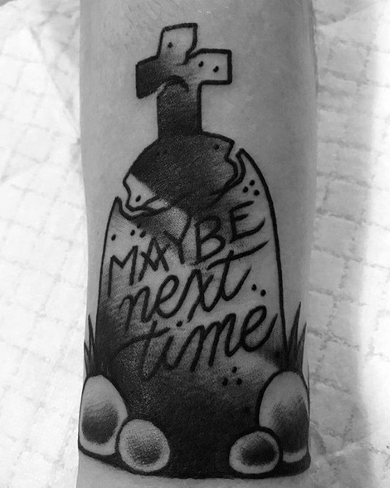 Male Vintage Tombstone Tattoo Design Inspiration