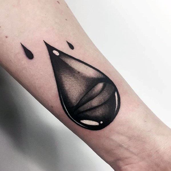 Male Water Drop 3d Inner Forearm Tattoo Ideas