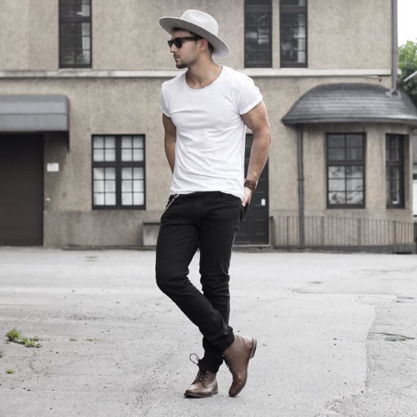 Male What To Wear With Black Jeans Outfits Styles White T Shirt