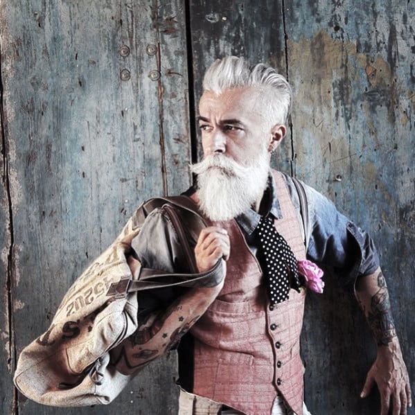 Older men with grey beard and undercut hairstyle